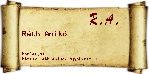 Ráth Anikó névjegykártya
